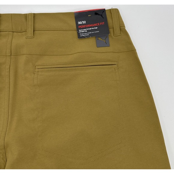 Puma Golf Pants Men 30x32 Performance Fit Khaki Stretch Waist Straight Leg NWT - Picture 6 of 13